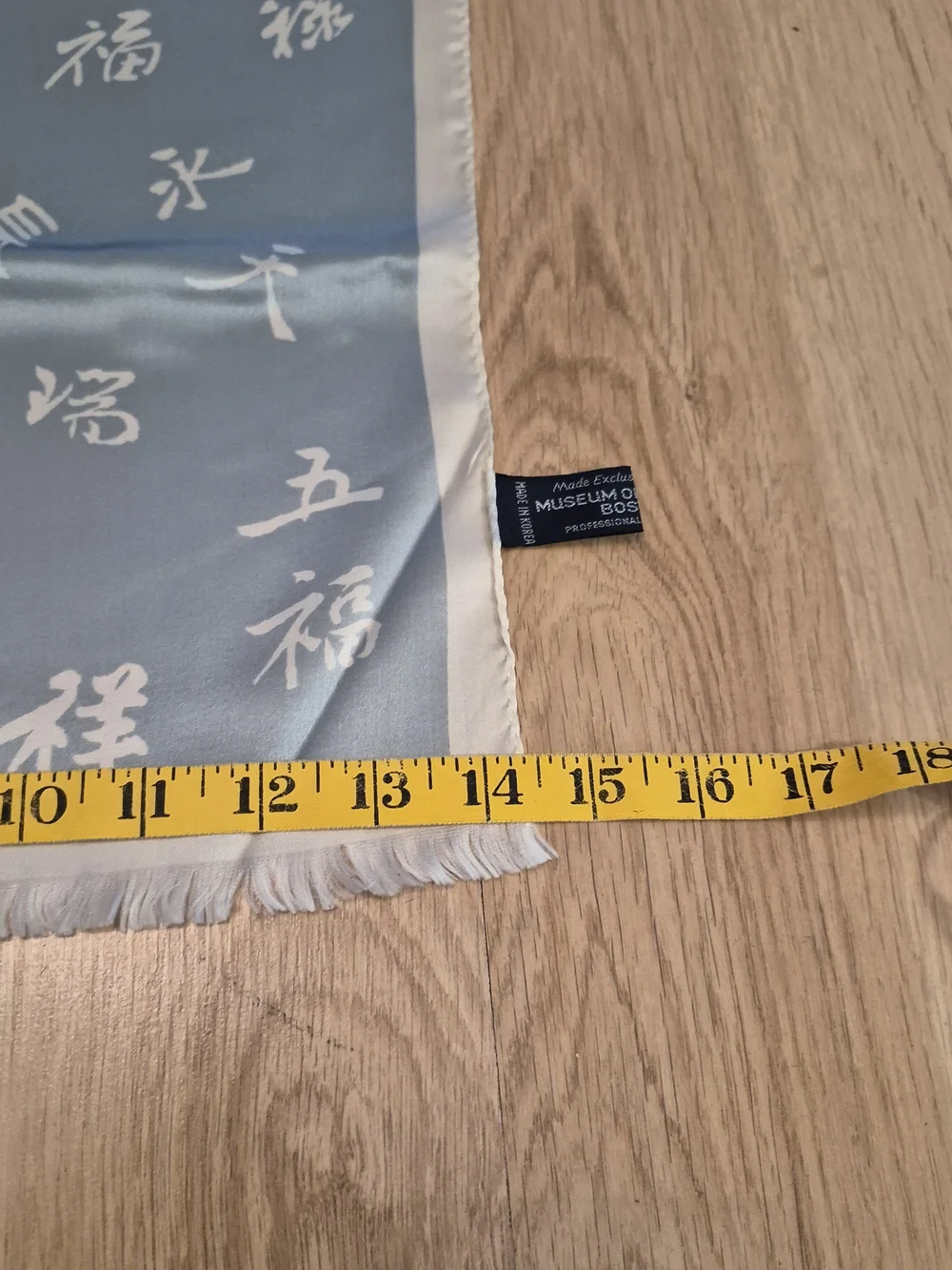 MuseuM of Fine Arts Boston Chinese Calligraphy Silk Scarf | Blue & White Fringed